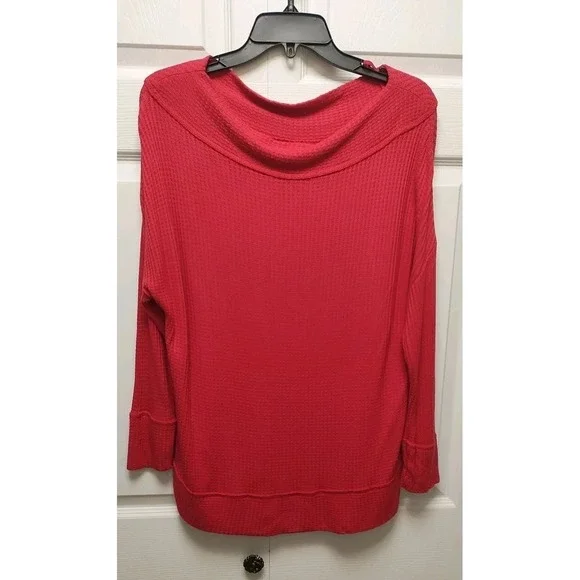 Heather Red Lucky Brand Cowl Neck Thermal 1x