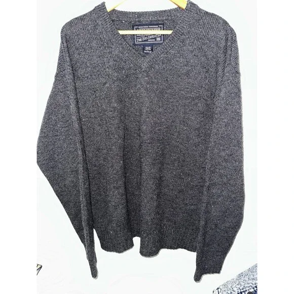 90s Abercrombie & Fitch Big Sweater Gray Wolfe Wool Pullover Grunge Grandpa Sz L