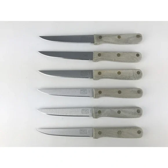 Lot of 6 - Chicago Cutlery 3112M Steak Knives Wood Handle Kitchen Slicing‎