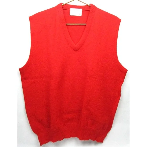 Vintage‎ Royal Jeff Golf . Sweater Vest XL Jeff Lamb Virgin Lambs wool Red