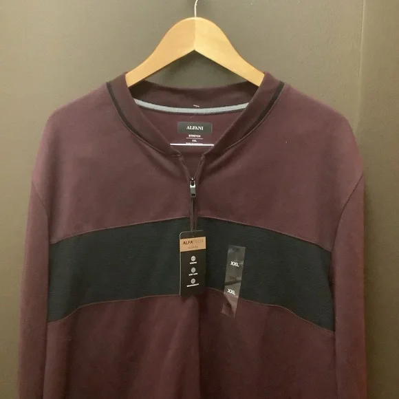 Alfani Red and‎ Black Zip Up Sweater with Classic Design