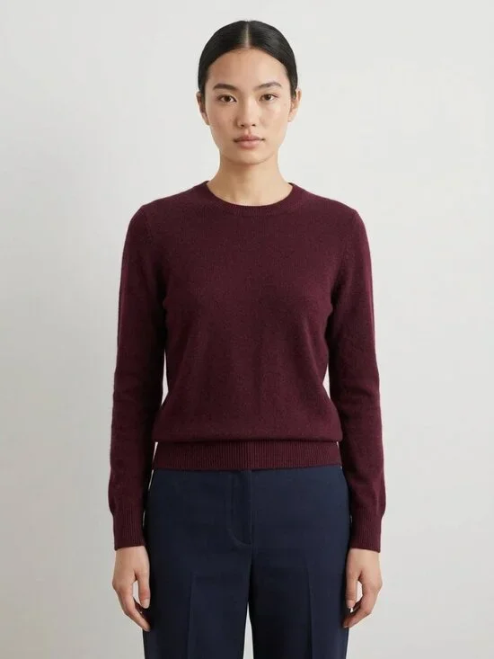 Quince 100% Mongolian Cashmere Crewneck Sweater | Size S | Burgundy