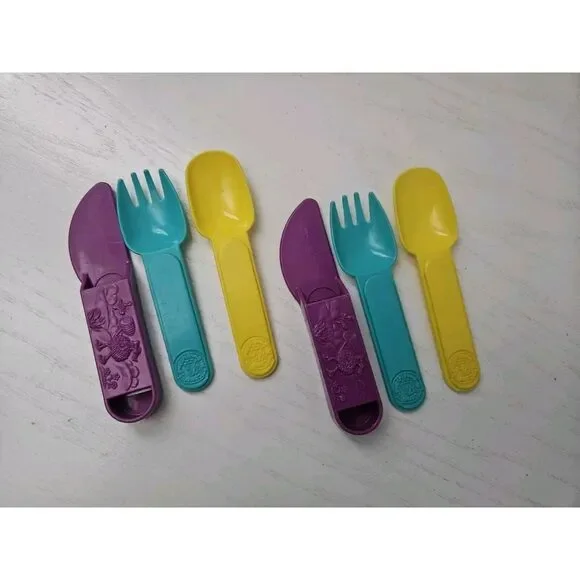 Vintage 1989 McDonalds Camp McDonald Land Fork Knife‎ Spoon Set 3 Pc