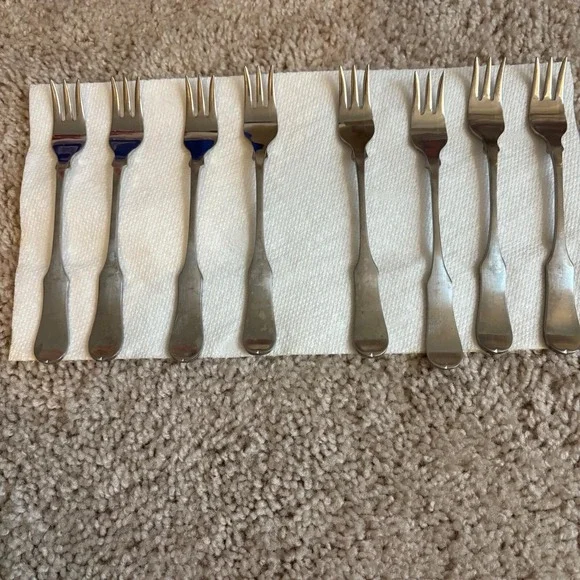 Set Of 8 Vintage Oxford Hall Stainless Japan‎ Appetizer/Cocktail Forks