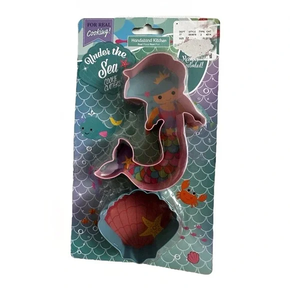 Under The Sea Cookie Cutters. Pink Mermaid & Blue Seashell‎ Cookie Cutter Set
