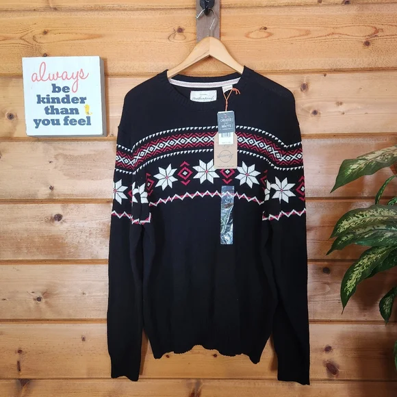 Weatherproof 💙 Vintage NWT The Holiday Sweater Snowflake Fair Isle Crew‎ Knit L