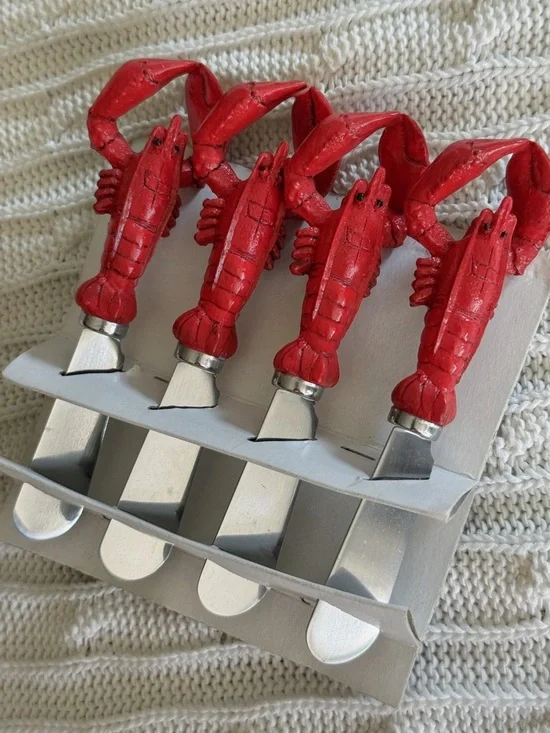 Boston Warehouse Lobster Handle Spreader Knife Set. Stainless Steel. 1999. NWOB