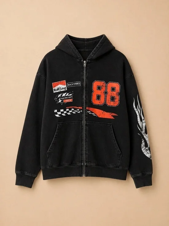 5/$25 🎉 Oversized Size Small Black Racing Hoodie