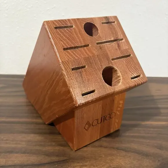 Cutco Homemaker Solid Honey Oak Wood‎ 10-Slot Knife Block Made In USA 8 x 10 x 5