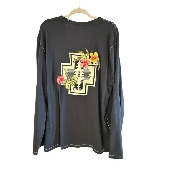 Tommy Bahama Pendleton Long Sleeve Pima Cotton Embroidery aloha Size XXL