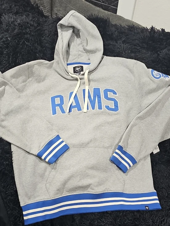 47 Men's Gray and Blue RAMS Pullover Hoodie