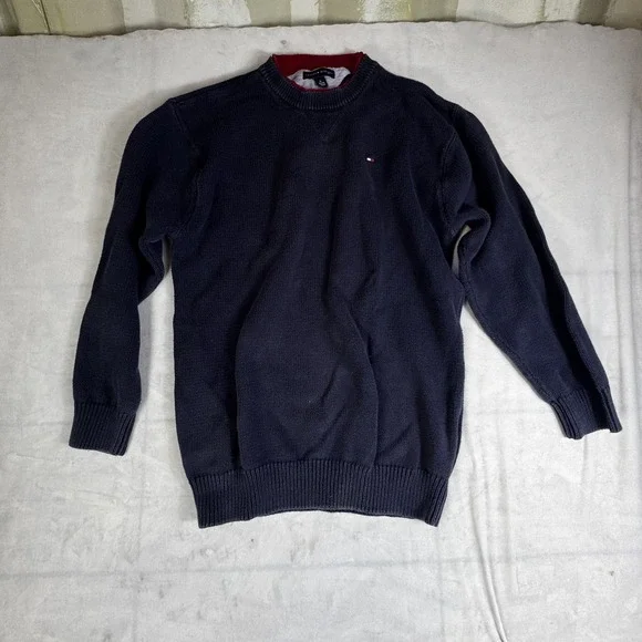 Tommy Hilfiger Sweater Men's XL Navy Chunky Knit Long Sleeve Crew Neck Pullover