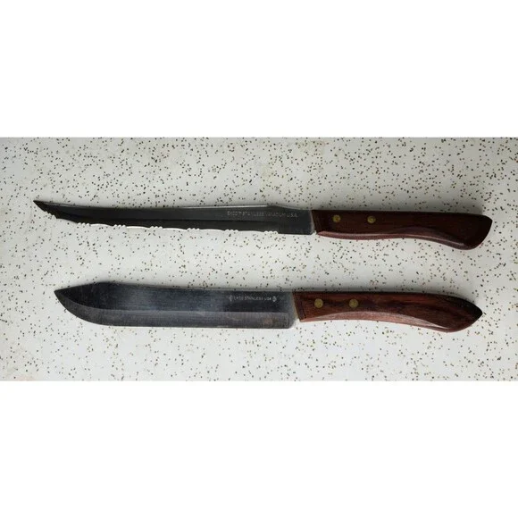 Vintage Set of 2 Ekco Knives Stainless Vandium USA Very Good Condition