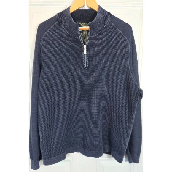 Tommy Bahama Mens Waffleknit 1/4 Zip Pullover Sweater Size XXL