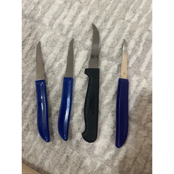 Sharpu 2000 Serrated Utility Knife and 3 Blue‎ Paring Knives Stainless Steel Set