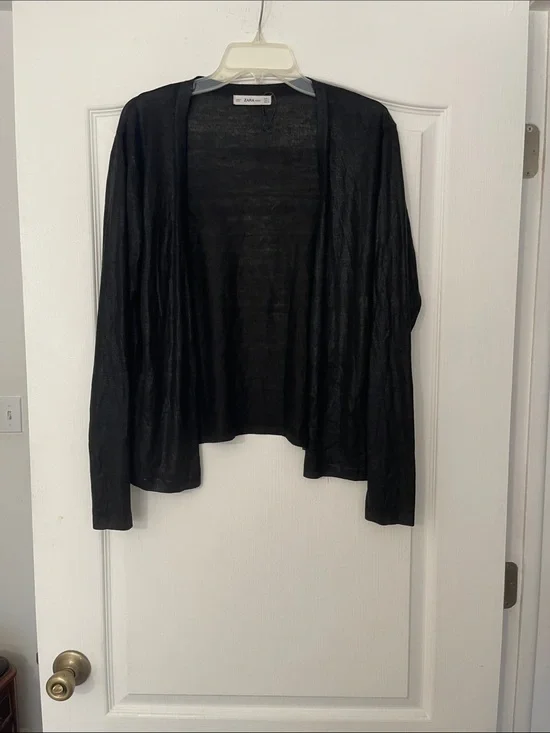 Zara Black Lightweight Open-Front Women's Cardigan