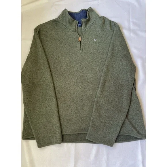 Crown & Ivy Men’s XXL Olive Green‎ Quarter Zip Fleece Pullover Sweater Mock Neck