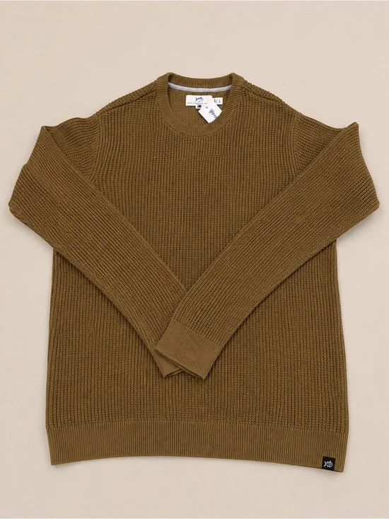NWT Southern Tide Men’s Large Brown Waffle Knit Crewneck Sweater