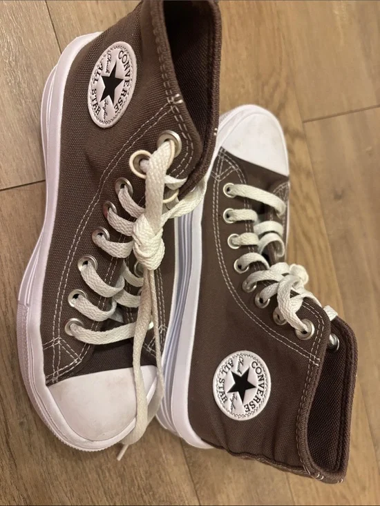 Converse Brown High-Top Sneakers with White Accents US 5.5