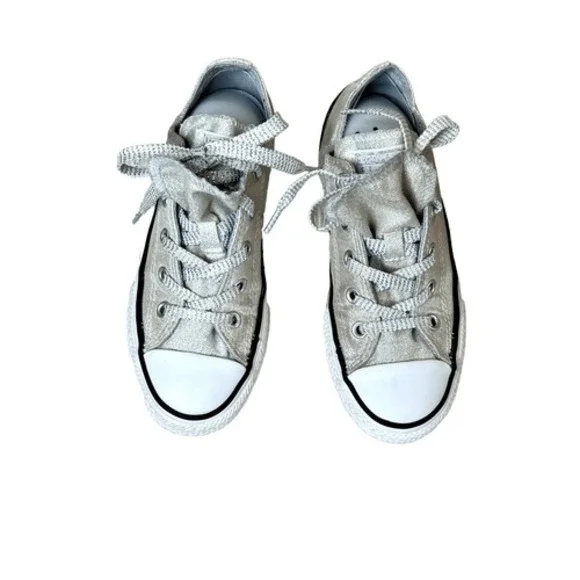 Converse All Stars CT OX Low Top‎ Sneaker Double Tongue Silver Junior 1 Metallic