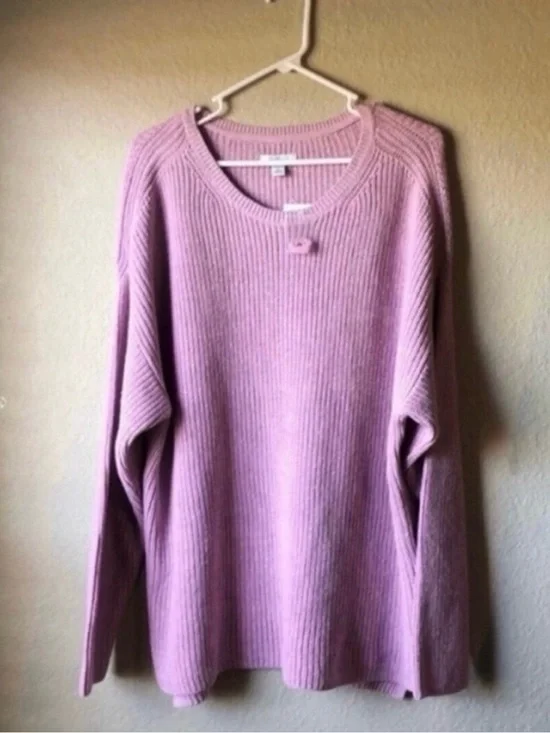 New Croft & Barrow Sweater Light Purple Knit Crew Neck Women’s 1X Casual Classic