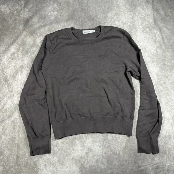 Calvin Klein Mens XL Grey Tonal Embossed CK Logo Crewneck Sweater Pullover Knit