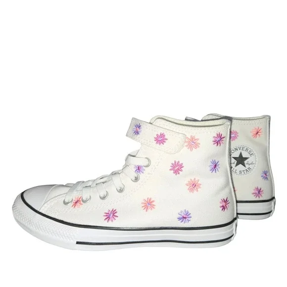 Converse Chuck Taylor All Star 1V Hi Youth 3 White Floral Daisy A13454F Sneaker