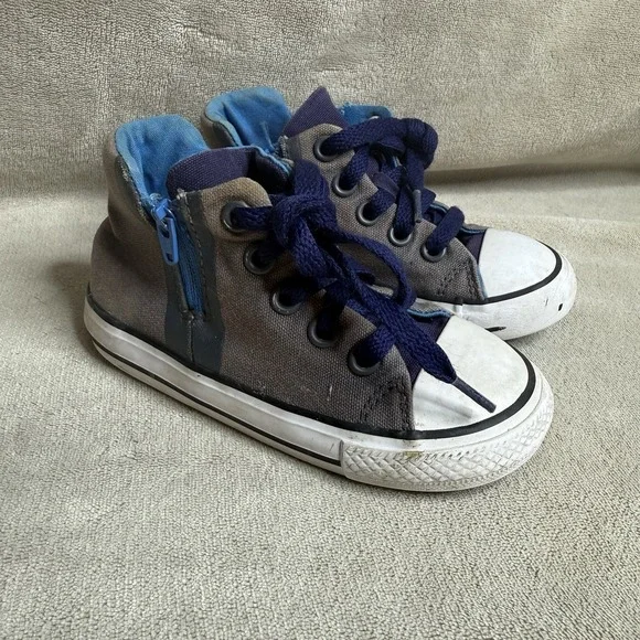 KIDS ALL STAR Converse High Top  ZIP UP Blue‎ SIZE 8