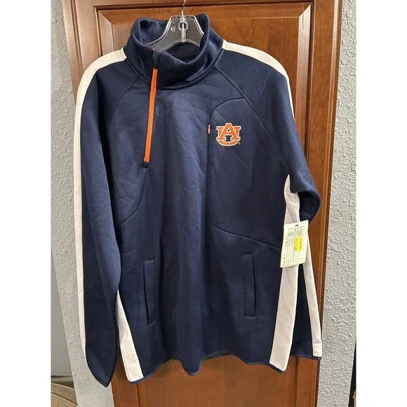 Auburn Tigers NCAA G-III Men's Large 1/4 Zip Pull Over Navy Blue Slanted Zipper