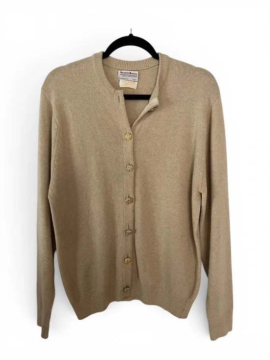 Scotch House SzM (see desc) Classic 100% Lambswool Tan Button-Up Cardigan