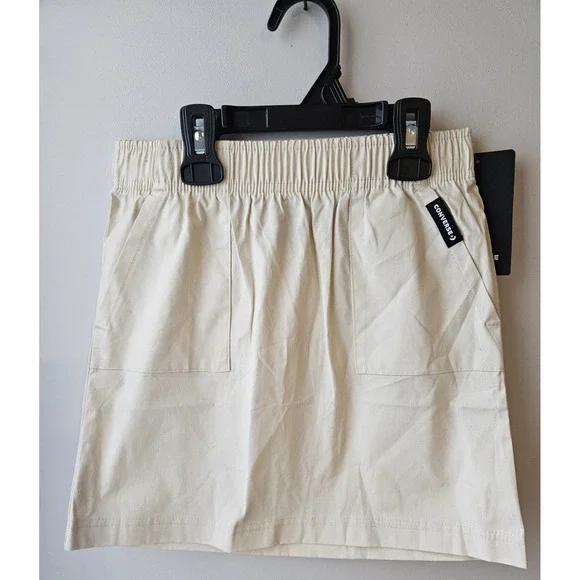 Converse Girls Skirt Size S 8–10 Light Dune Beige‎ Elastic Waist Pockets NWT