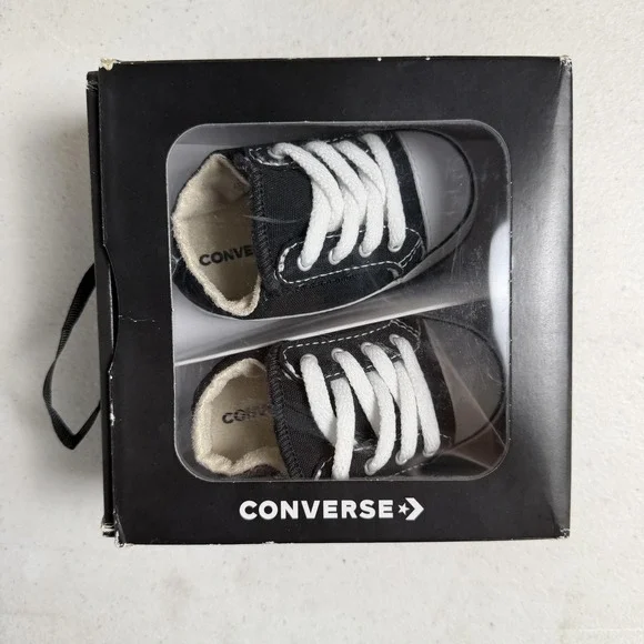 Converse Sneakers Boys Size 2 Black CTAS Cribster Mid Infant Baby 865156C