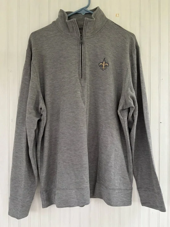 Vineyard Vines Mens Saltwater Sweater 100% Pima Cotton Half Zip NFL SAINTS LARGE
