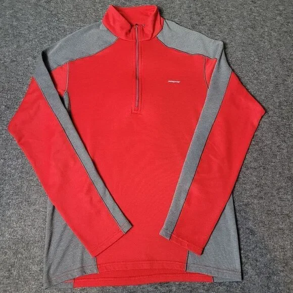 Patagonia Capilene3 Midweight Jacket Mens Adult Size S Red Gray Quater Zip