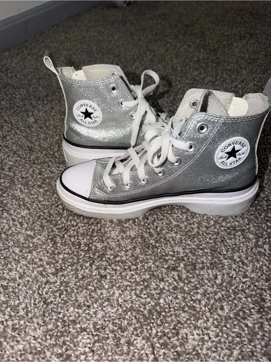 Converse Kids Silver Glitter High-Top Sneakers