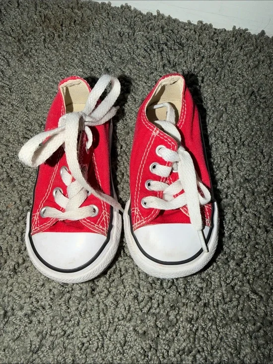 Converse Kids Red Canvas Low-Top Sneakers with White Laces