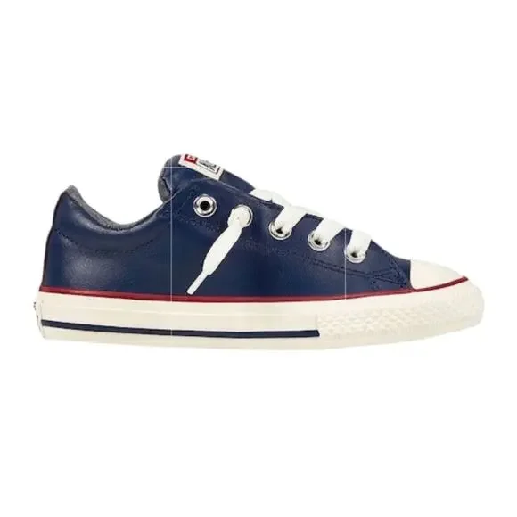 CONVERSE   All Star Chuck Taylors, Navy Blue Leather Youth Sneaker Size 1
