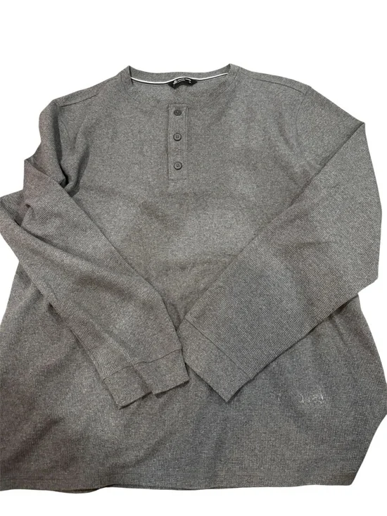 Members Mark Men’s Gray Thermal Henley Waffle Knit LS  Comfort T-Shirt XXL‎
