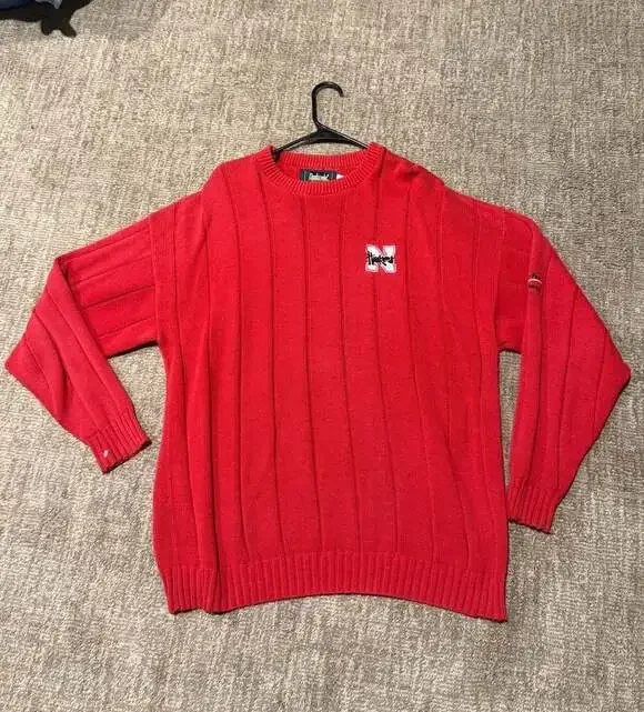 Dunbrooke Nebraska Cornhuskers Red Ribbed Knit Crew Neck Sweater XL