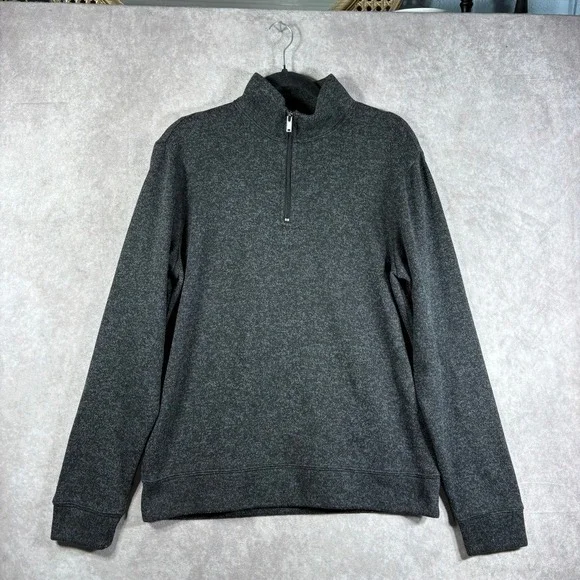 Old Navy Quarter Zip Sweater Mens Medium Gray Knit Pullover Long Sleeve Mock