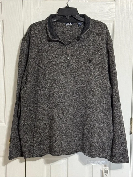 Izod Men's Dark Heather Charcoal Half-Zip Sweater