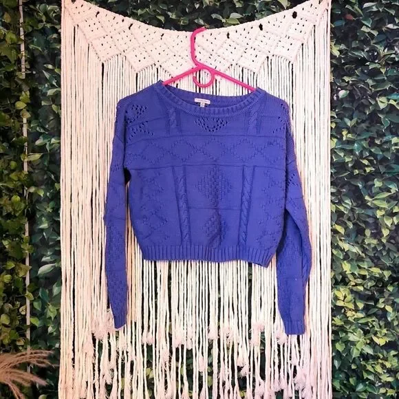 Blue/Purple Cropped Knitted Sweater