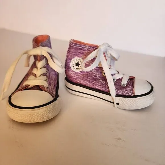 Converse Chuck Taylor All Star High Top Heathered Lavendar Color Size Toddler 4