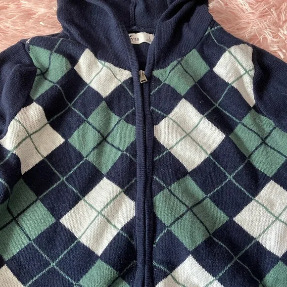 Hollister argyle hooded sweater