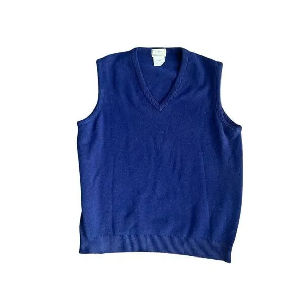 L.L. Bean Vintage England Lambswool Sweater Vest Navy XL