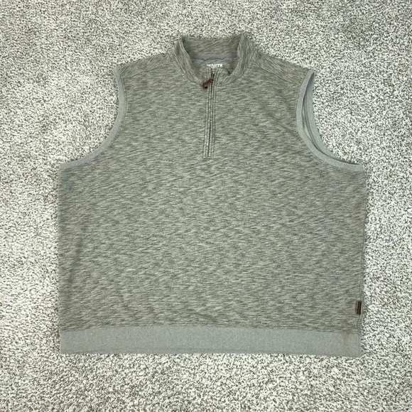 Duluth Trading Co Sweater Vest Mens 3XL Gray 1/4 Zip Mock Neck Knit Casual