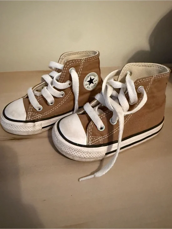 Converse Kids High-Top Sneakers - Tan and White