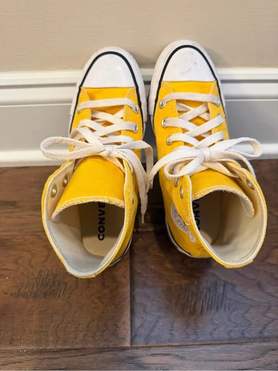Converse Kids Yellow High Top Sneakers with White Accents