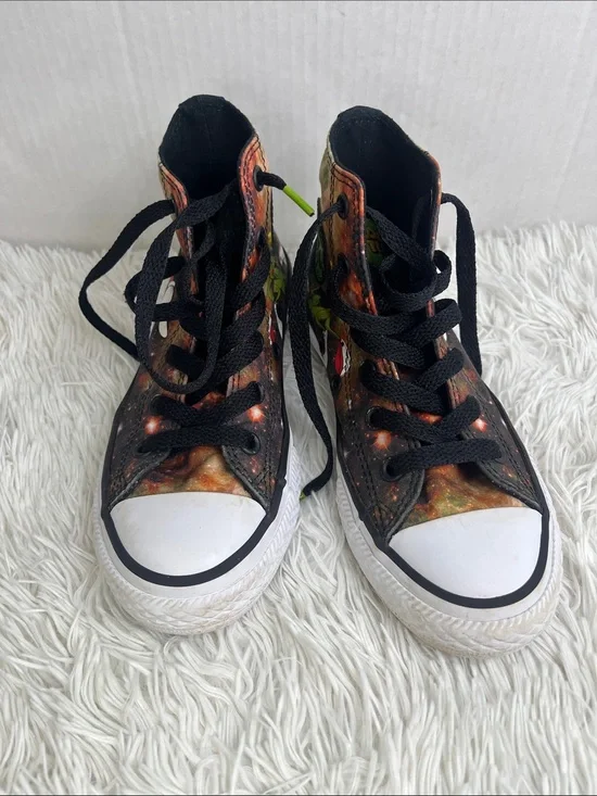 Converse Kids High-Top Sneakers in Black with Orange and Green Galaxy Accents