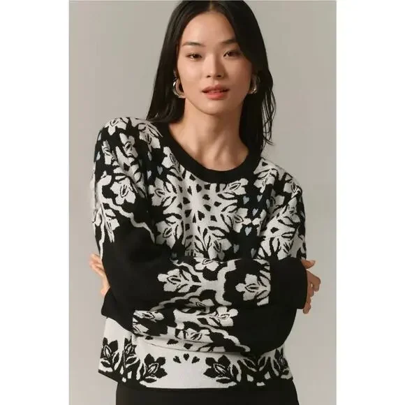 Maeve by Anthropologie Floral and Hearts Crewneck Sweater. Ret. $98